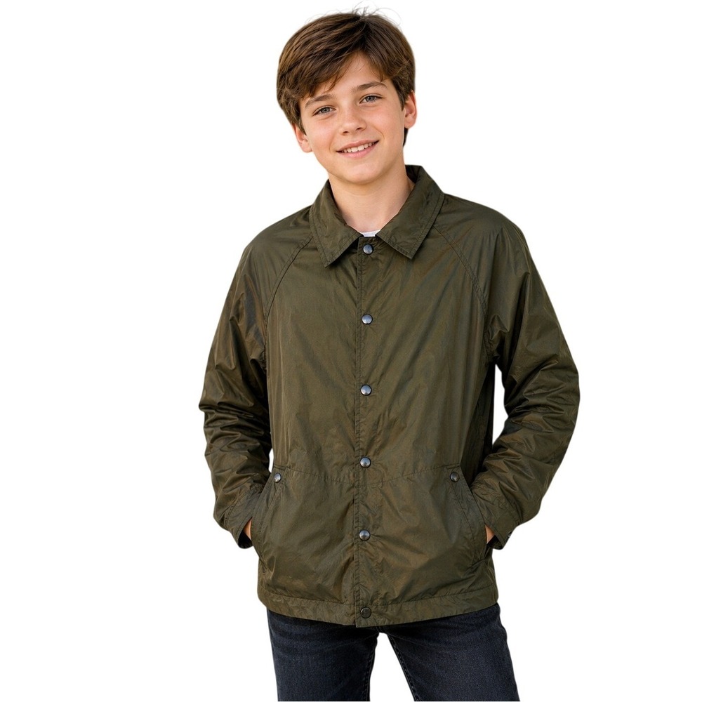 Treasure & Bond Boys Olive Lightweight Snap Jacket‎ Size M 8/10 Nylon
